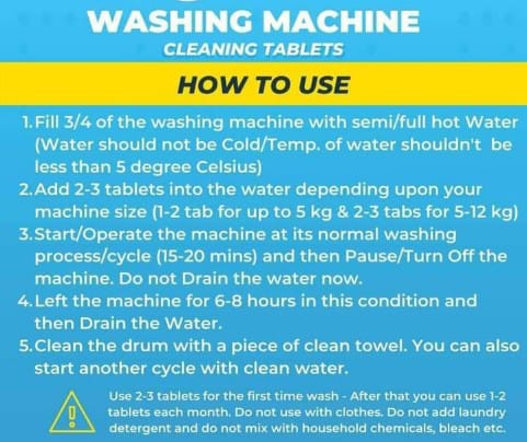 Pack of 12 Washing Machine Deep Cleaner tablet (7-Days Money Back Guarantee)