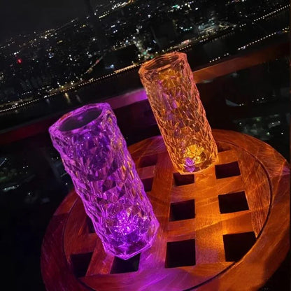 16 Colors Diamond Rose Crystal Lamp – LED Acrylic Touch Lamp with Remote