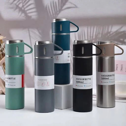 3 Cup Double-Layer Stainless Steel Vacuum Flask Set