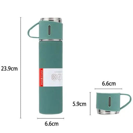 3 Cup Double-Layer Stainless Steel Vacuum Flask Set