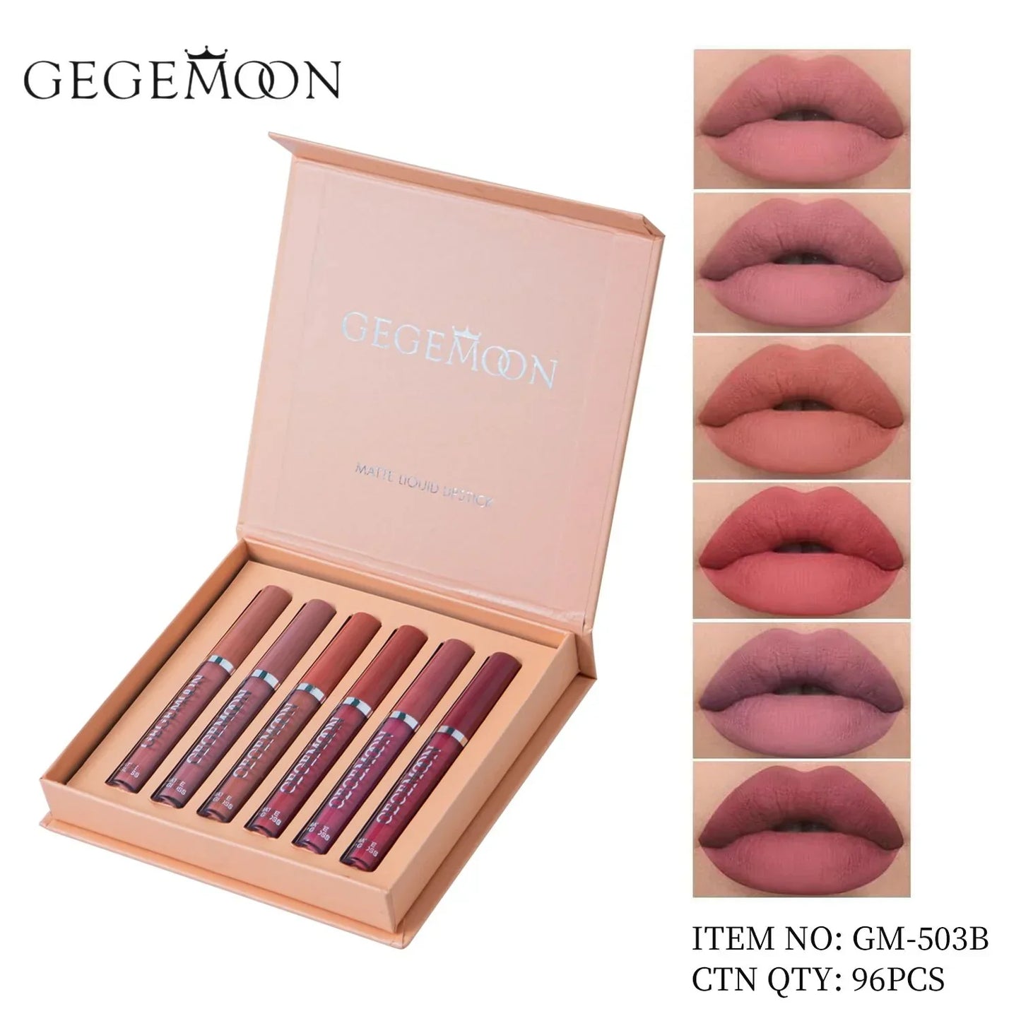 "Sleek & Chic: GEGEMOON Matte Lip Gloss Collection - Pack of 6"