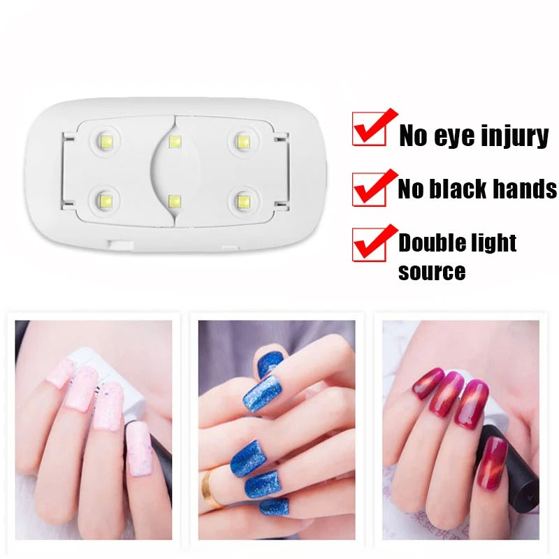 Imported China 6W Mini Nail Dryer Machine Portable 6 LED UV Manicure Lamp