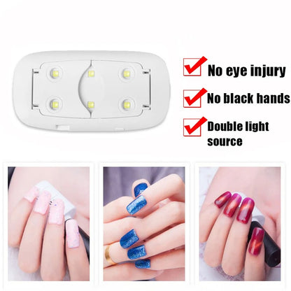 Imported China 6W Mini Nail Dryer Machine Portable 6 LED UV Manicure Lamp