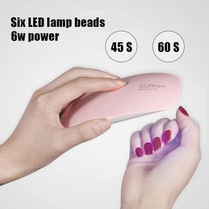 Imported China 6W Mini Nail Dryer Machine Portable 6 LED UV Manicure Lamp
