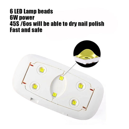 Imported China 6W Mini Nail Dryer Machine Portable 6 LED UV Manicure Lamp