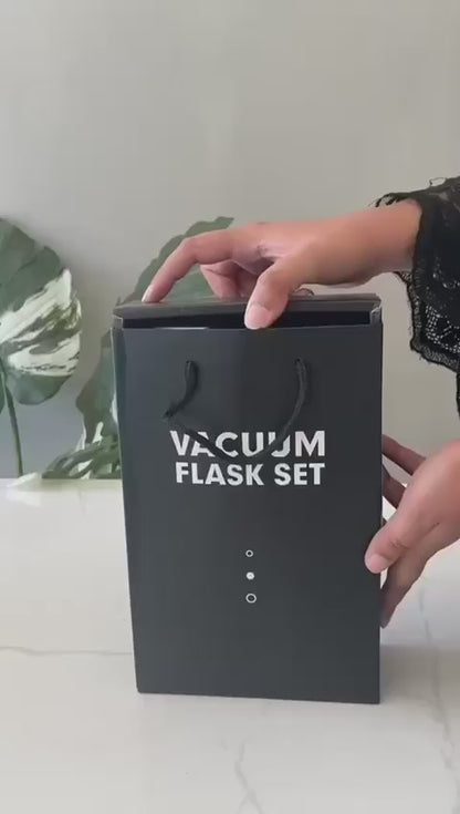 3 Cup Double-Layer Stainless Steel Vacuum Flask Set